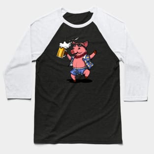 Pig Wine Drinking Lover Funny Farm Pork Baseball T-Shirt